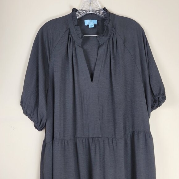 CeCe Black Tiered Midi Dress Balloon Sleeves Babydoll Boho 3X - Picture 4 of 9